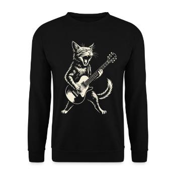 Guitare, Musique Rock, Chat, Guitariste, Heavy Metal - Sweat-shirt Unisexe - noir - Devant - Alina (178cm) & Michal (187cm)