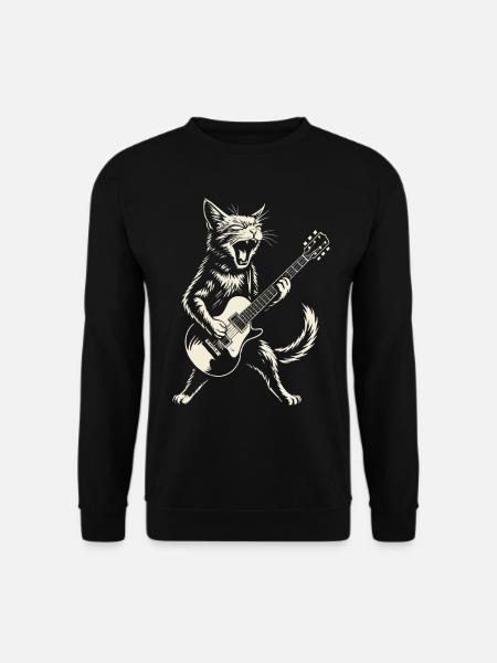 Guitare, Musique Rock, Chat, Guitariste, Heavy Metal - Sweat-shirt Unisexe - noir