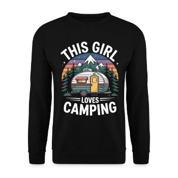 This woman loves camping - Unisex Sweatshirt - black - Front - Alina (178cm) & Michal (187cm)