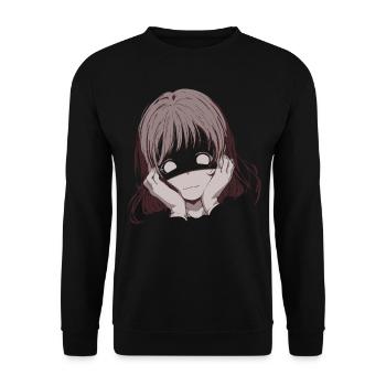 Dark Anime Yandere - Conception de fille mignonne effrayante - Sweat-shirt Unisexe - noir - Devant - Alina (178cm) & Michal (187cm)