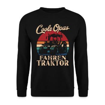 Coole Opas fahren Traktor Retro Großvater - Unisex Pullover - Schwarz - Vorne - Alina (178cm) & Michal (187cm)