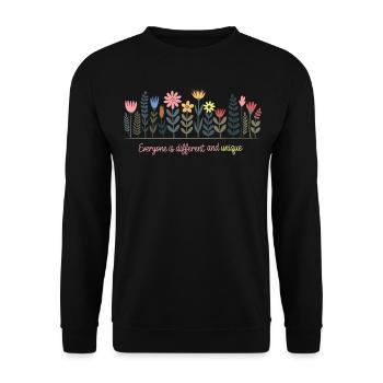 Fleurs sauvages , Tout le monde est différent et unique - Sweat-shirt Unisexe - noir - Devant - Alina (178cm) & Michal (187cm)