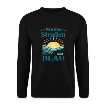 2 Meine Strassen sind blau - Unisex Pullover - Schwarz - Vorne - Alina (178cm) & Michal (187cm)