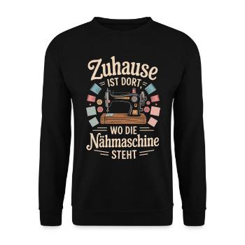 Coudre à la maison est là où se trouve la machine à coudre - Sweat-shirt Unisexe - noir - Devant - Alina (178cm) & Michal (187cm)