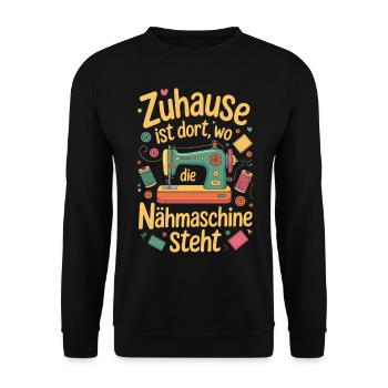 Coudre à la maison est là où se trouve la machine à coudre - Sweat-shirt Unisexe - noir - Devant - Alina (178cm) & Michal (187cm)