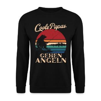 Cool Dads Go Fishing Retro Dad Gift - Unisex Sweatshirt - black - Front - Alina (178cm) & Michal (187cm)