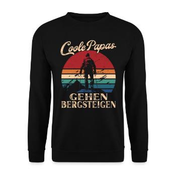 Coole Papas gehen Bergsteigen Retro Vater Geschenk - Unisex Pullover - Schwarz - Vorne - Alina (178cm) & Michal (187cm)