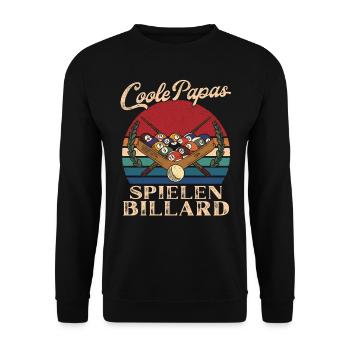 Coole Papas spielen Billard Retro Vater Geschenk - Unisex Pullover - Schwarz - Vorne - Alina (178cm) & Michal (187cm)