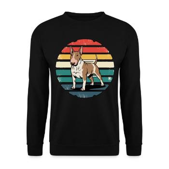 Retro Bull Terrier Vintage Dog Lover Gifts - Unisex Pullover - Schwarz - Vorne - Alina (178cm) & Michal (187cm)