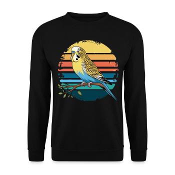Budgie Parakeet Retro Sunset Vintage Budgerigar - Unisex Sweatshirt - black - Front - Alina (178cm) & Michal (187cm)