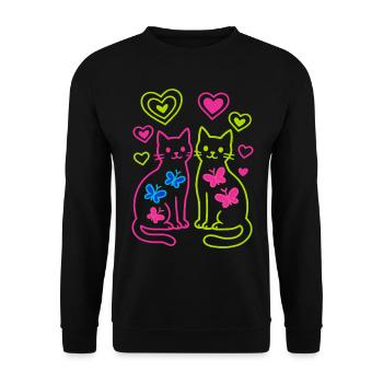 Cat, Cats, Butterfly, Spring, 80s, 90s - Unisex Sweatshirt - black - Front - Alina (178cm) & Michal (187cm)