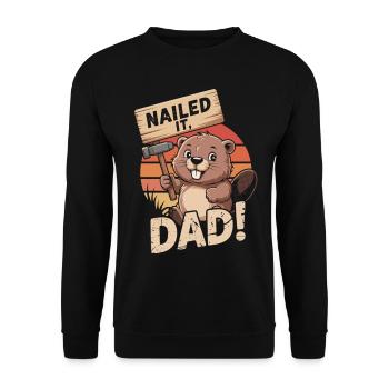 Handyman Dad with Heart - Beaver Strong, Dad! - Unisex Sweatshirt - black - Front - Alina (178cm) & Michal (187cm)