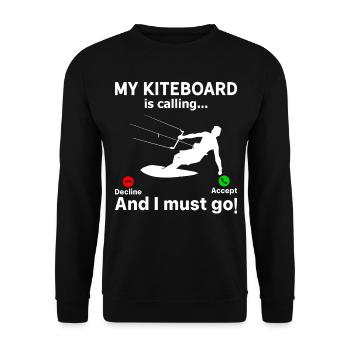 Ma planche de kitesurf m’appelle... Et je dois partir... - Sweat-shirt Unisexe - noir - Devant - Alina (178cm) & Michal (187cm)