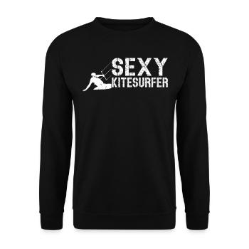 Watersports Kiteboarding - Sexy Kitesurfer - Unisex Pullover - Schwarz - Vorne - Alina (178cm) & Michal (187cm)