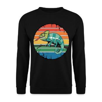 Retro Chameleon Owner Sunset for Reptile Lovers - Unisex Sweatshirt - black - Front - Alina (178cm) & Michal (187cm)