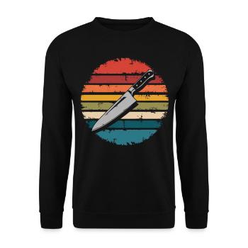 Couteau de chef vintage Cadeaux de cuisine culinaire Chefs - Sweat-shirt Unisexe - noir - Devant - Alina (178cm) & Michal (187cm)