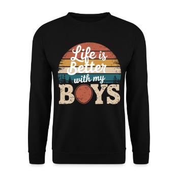 Vater - Besser leben mit meinen Jungs - Unisex Pullover - Schwarz - Vorne - Alina (178cm) & Michal (187cm)