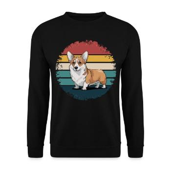 Rétro Corgi Vintage Dog Lover Cadeaux pour Hommes Femmes - Sweat-shirt Unisexe - noir - Devant - Alina (178cm) & Michal (187cm)