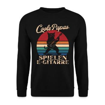 Coole Papas spielen E-Gitarre Retro Vater Geschenk - Unisex Pullover - Schwarz - Vorne - Alina (178cm) & Michal (187cm)