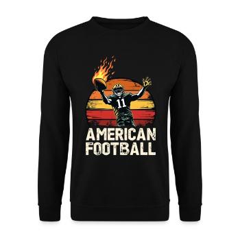 Touchdown Flames – Retro Football Power - Unisex Sweatshirt - black - Front - Alina (178cm) & Michal (187cm)