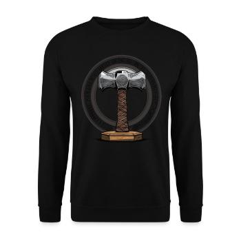 Viking Hammer Warrior Valhalla Runic Circle Thor - Unisex Sweatshirt - black - Front - Alina (178cm) & Michal (187cm)