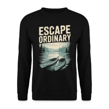 Sortez de la vie quotidienne – Chemise de voyage en kayak - Sweat-shirt Unisexe - noir - Devant - Alina (178cm) & Michal (187cm)
