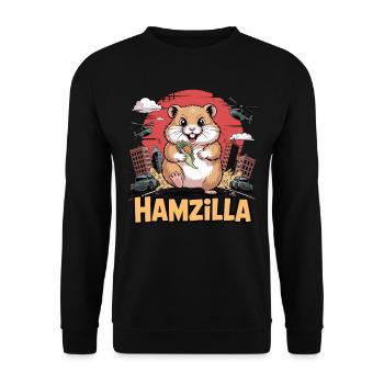 Hamzilla – The snack takes revenge - Unisex Sweatshirt - black - Front - Alina (178cm) & Michal (187cm)