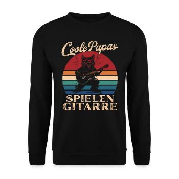 Coole Papas spielen Gitarre Retro Vater Geschenk - Unisex Pullover - Schwarz - Vorne - Alina (178cm) & Michal (187cm)
