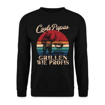Cool Dads Grilling Retro Dad Gift - Unisex Sweatshirt - black - Front - Alina (178cm) & Michal (187cm)