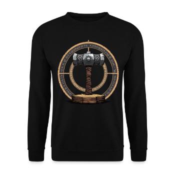 Wikinger Hammer Krieger Walhalla Runenkreis Thor - Unisex Pullover - Schwarz - Vorne - Alina (178cm) & Michal (187cm)
