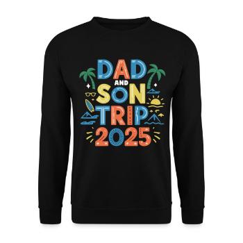 Papa und Sohn Abenteuer 2025 - Unisex Pullover - Schwarz - Vorne - Alina (178cm) & Michal (187cm)