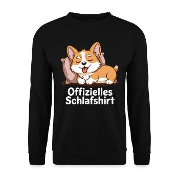 Offizielles Schlafshirt Corgi - Unisex Pullover - Schwarz - Vorne - Alina (178cm) & Michal (187cm)