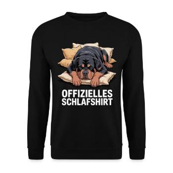 Offizielles Schlafshirt Rotweiler - Unisex Pullover - Schwarz - Vorne - Alina (178cm) & Michal (187cm)