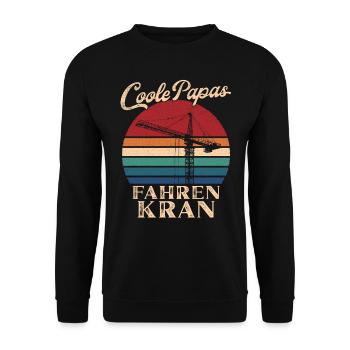 Cool Dads Driving Crane Retro Dad Gift - Unisex Sweatshirt - black - Front - Alina (178cm) & Michal (187cm)