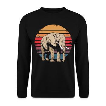 Retro Vintage Elephant Wildlife Nature Elephant - Unisex Pullover - Schwarz - Vorne - Alina (178cm) & Michal (187cm)