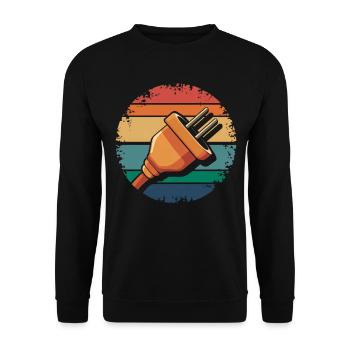 Retro Electric Plug Electrician Vintage Power Plug - Unisex Sweatshirt - black - Front - Alina (178cm) & Michal (187cm)