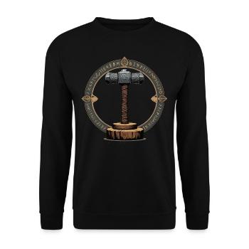 Wikinger Hammer Krieger Walhalla Runenkreis Thor - Unisex Pullover - Schwarz - Vorne - Alina (178cm) & Michal (187cm)