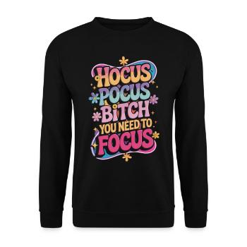 Hokus Pokus – Fokus! - Unisex Pullover - Schwarz - Vorne - Alina (178cm) & Michal (187cm)