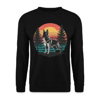 Retro German Shepherd Vintage Dog Lover Gifts Men - Unisex Sweatshirt - black - Front - Alina (178cm) & Michal (187cm)