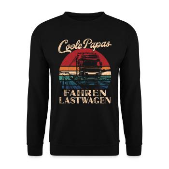 Cool Dads Driving Trucks Retro Dad Gift - Unisex Sweatshirt - black - Front - Alina (178cm) & Michal (187cm)