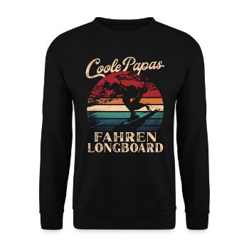Coole Papas fahren Longboard Retro Vater Geschenk - Unisex Pullover - Schwarz - Vorne - Alina (178cm) & Michal (187cm)