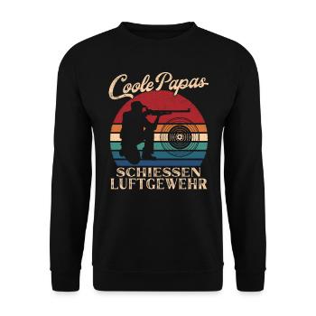 Coole Papas schießen Luftgewehr Vater Geschenk - Unisex Pullover - Schwarz - Vorne - Alina (178cm) & Michal (187cm)