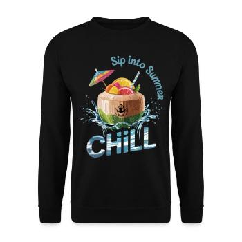 Urlaubsshirt mit Kokosdrink - Unisex Pullover - Schwarz - Vorne - Alina (178cm) & Michal (187cm)
