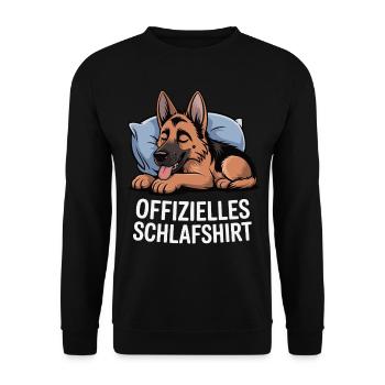 Offizielles Schlafshirt Schaeferhund - Unisex Pullover - Schwarz - Vorne - Alina (178cm) & Michal (187cm)