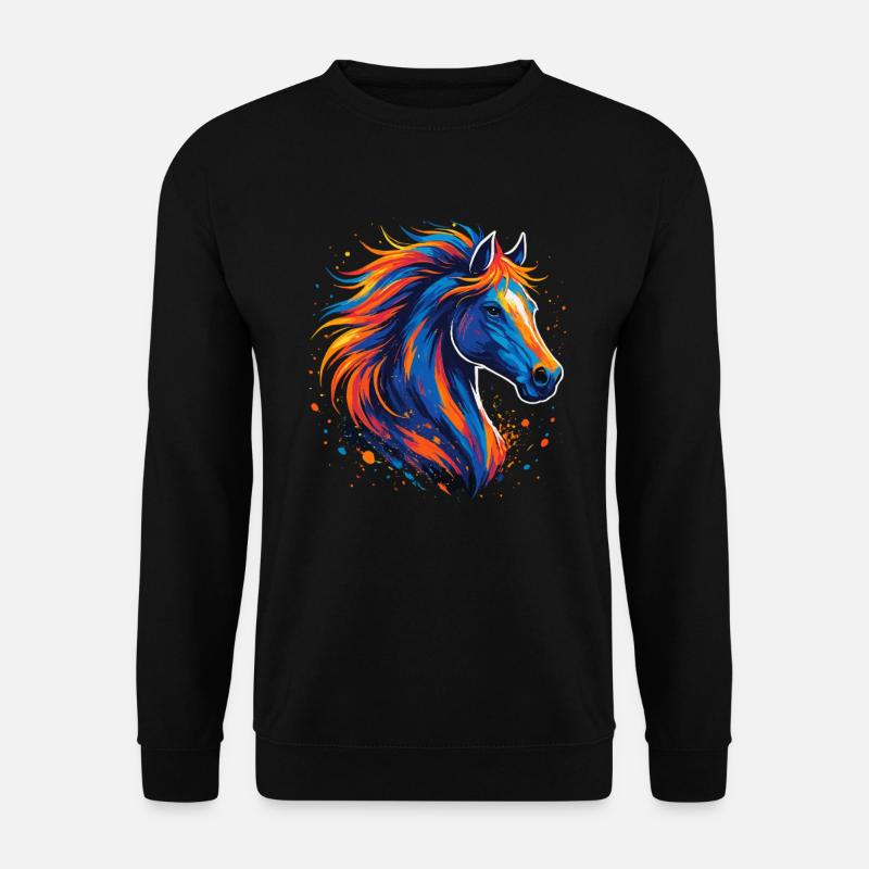 Cheval coloré - Oeuvre d’art d’éclaboussures de peinture - Sweat-shirt Unisexe - noir
