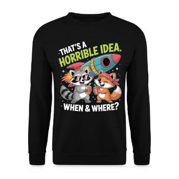 Chaosfreunde auf Raketenmission - Unisex Pullover - Schwarz - Vorne - Alina (178cm) & Michal (187cm)