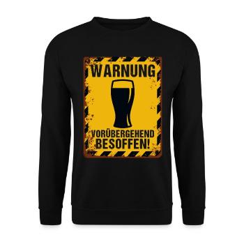Warning sign beer mood – temporarily drunk - Unisex Sweatshirt - black - Front - Alina (178cm) & Michal (187cm)