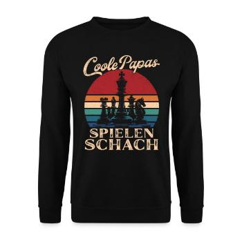 Coole Papas spielen Schach Retro Vater Geschenk - Unisex Pullover - Schwarz - Vorne - Alina (178cm) & Michal (187cm)