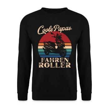 Cool Dads Ride Scooter Retro Dad Gift - Unisex Sweatshirt - black - Front - Alina (178cm) & Michal (187cm)