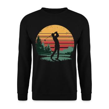 Retro Golfer Golf Swing Gifts for Golfer Players - Unisex Pullover - Schwarz - Vorne - Alina (178cm) & Michal (187cm)